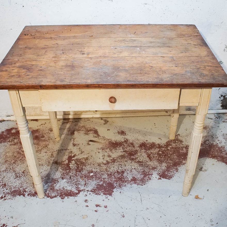 Antique Painted Writing Desk with Chestnut Top