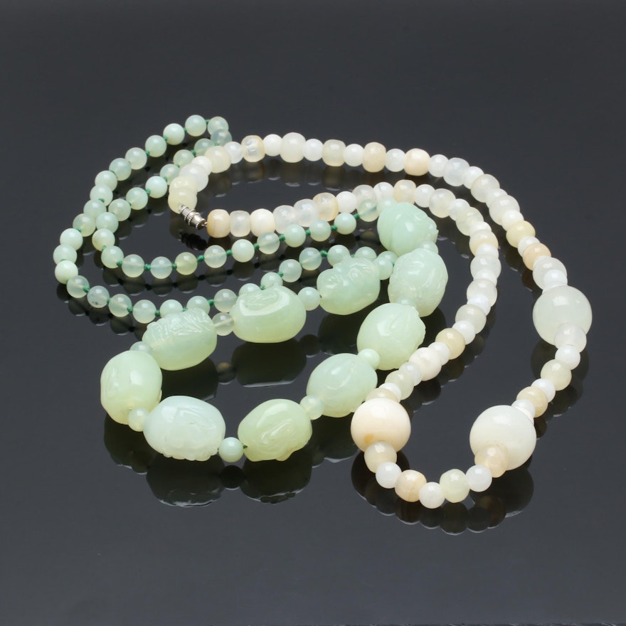 Bowenite and Calcite Beaded Necklaces