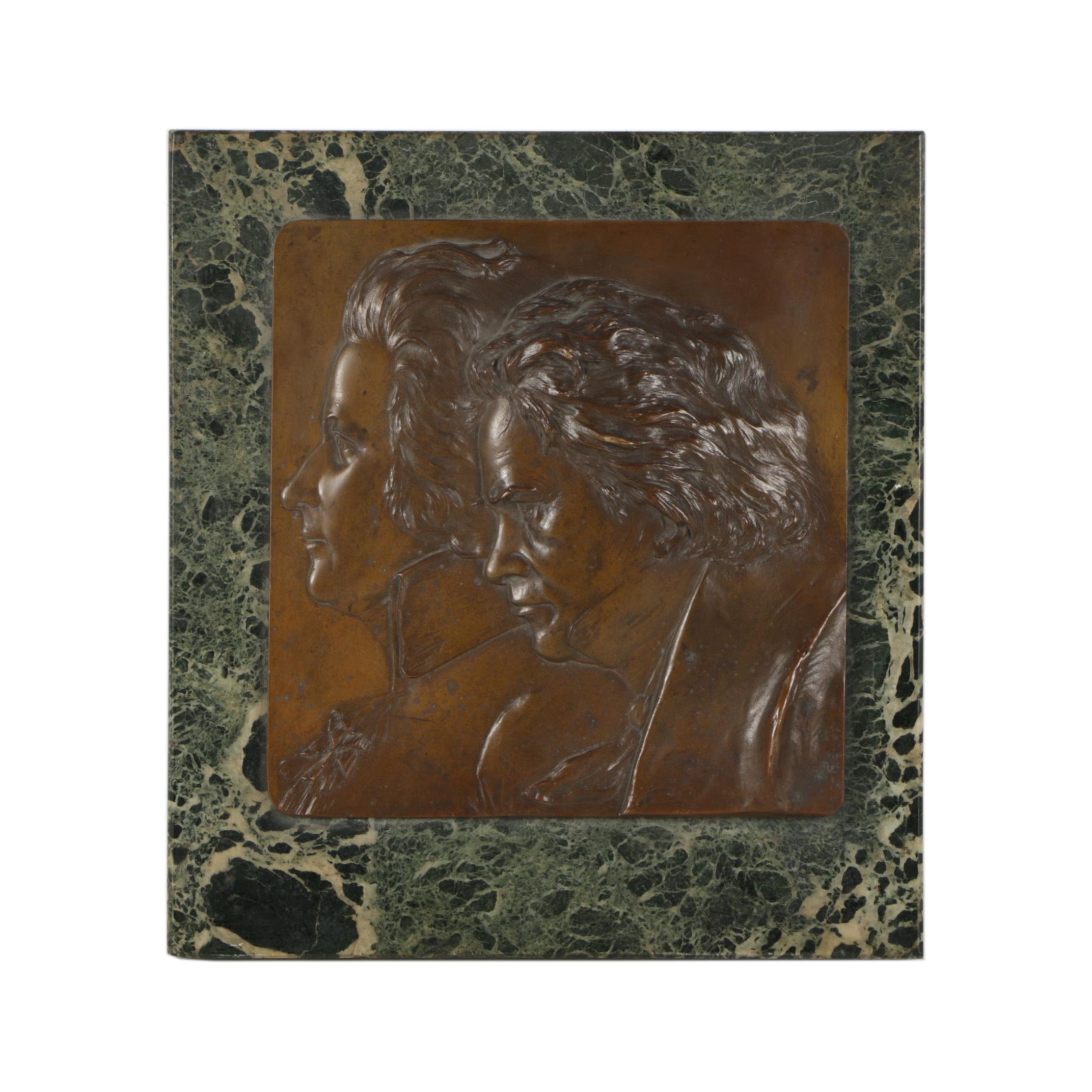 Franz Stiasny Bronze Plaque of Mozart and Beethoven