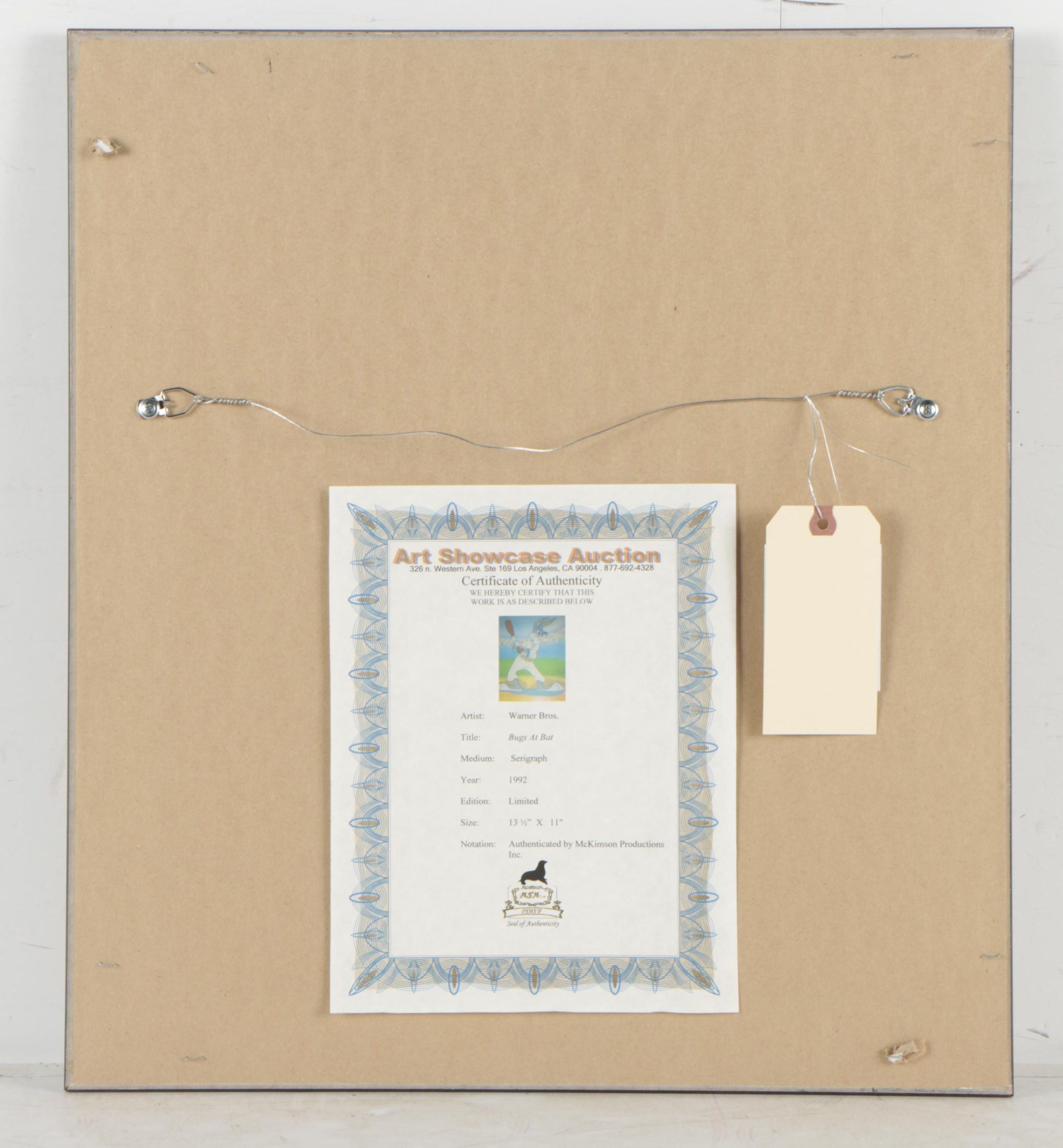 Warner Brothers Production Cel "Bugs at Bat"