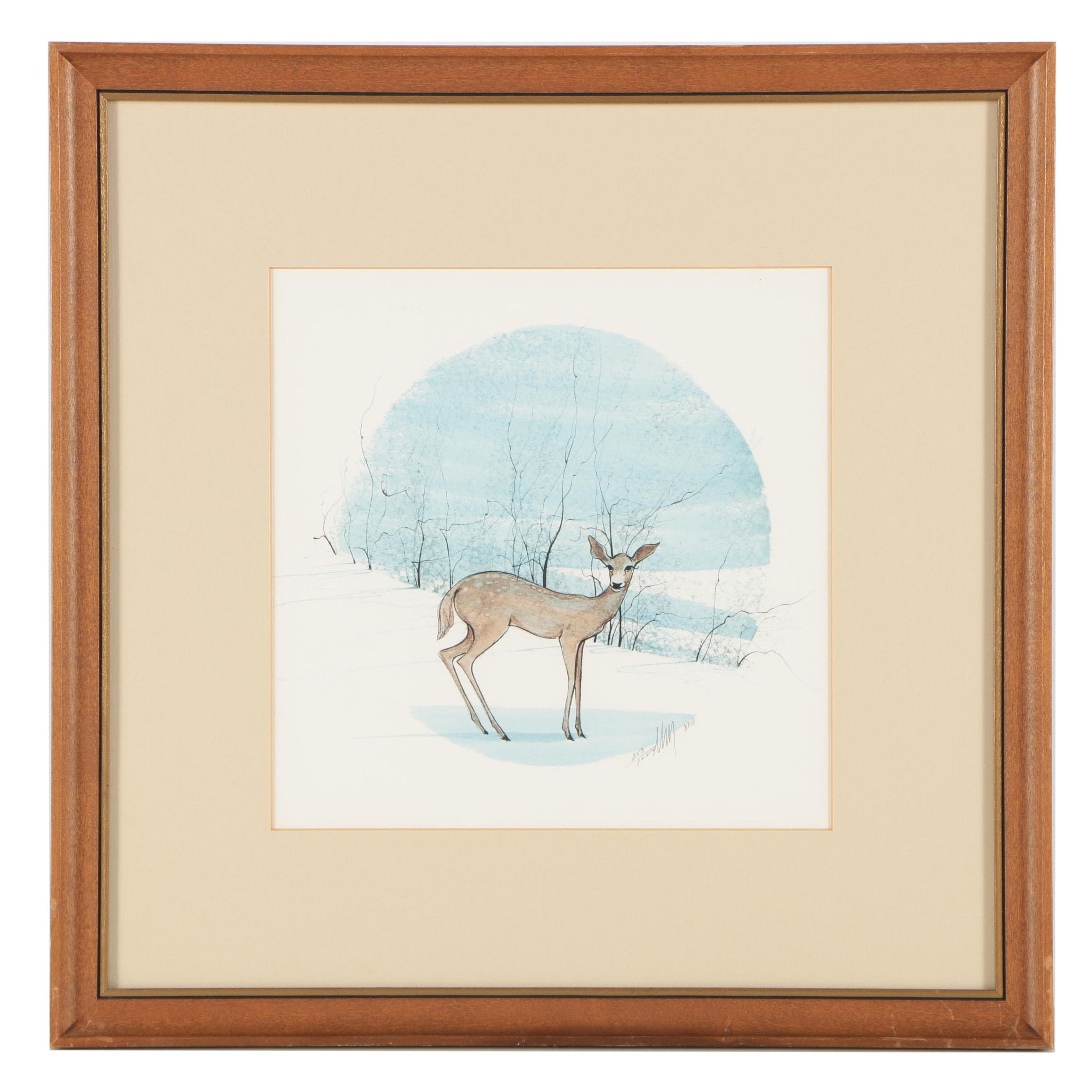 P Buckley Moss Limited Edition Offset Lithograph of a Deer