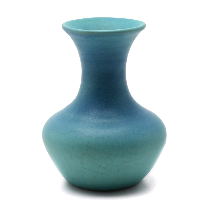 Early 20th Century Van Briggle Vase in Turquoise Matte Glaze