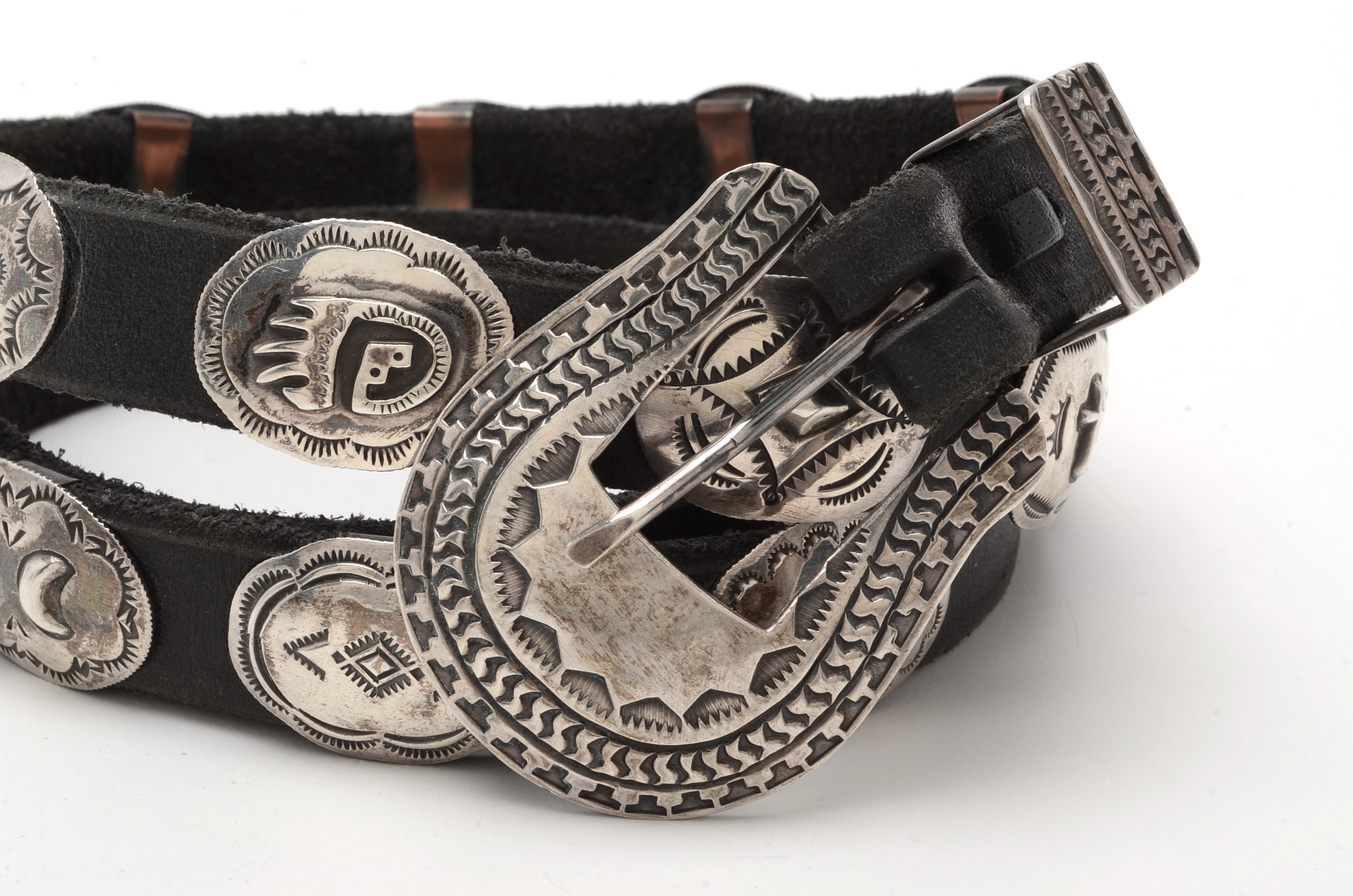 Uncle Sam W. Sterling Silver and Leather Belt
