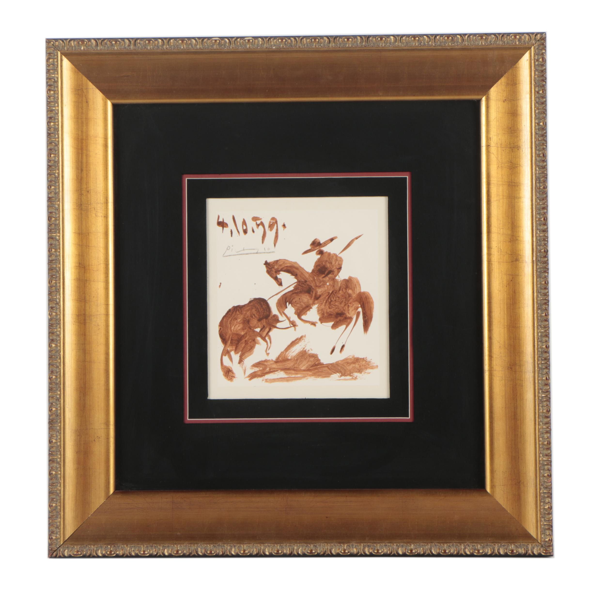 Halftone Print After Pablo Picasso "Bullfight I - Horse Air"