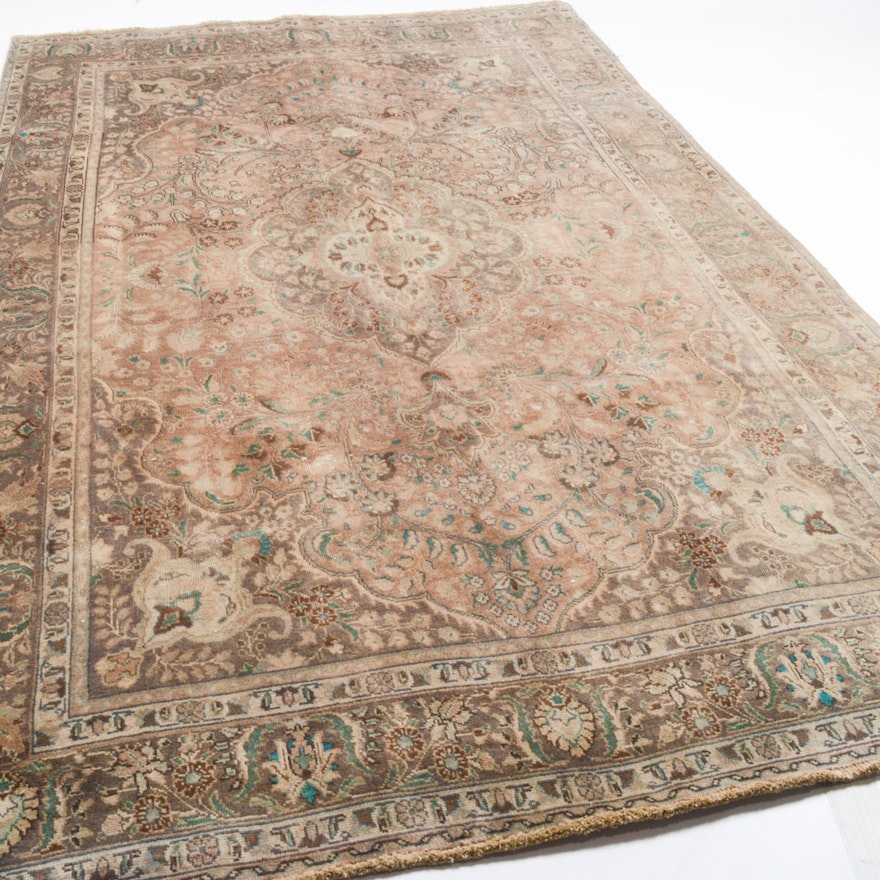 Semi-Antique Hand-Knotted Persian Tabriz Rug