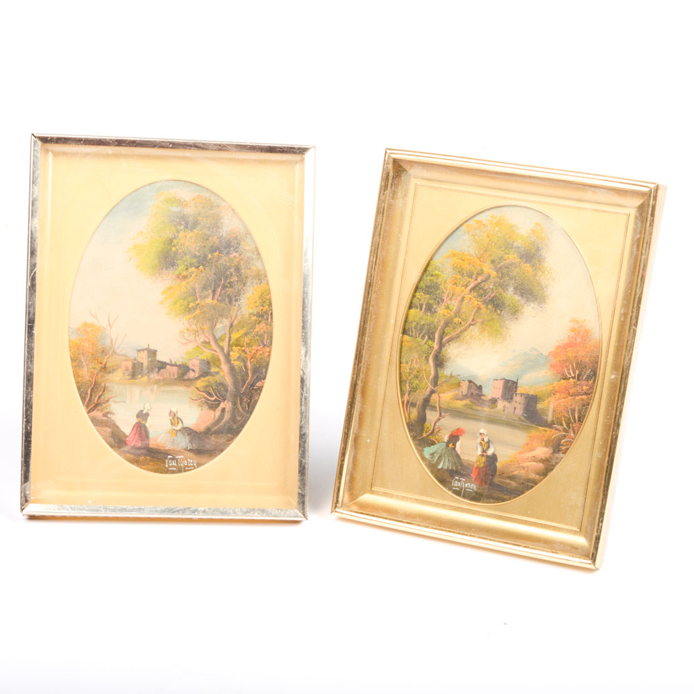 Pair of Oil on Copper Landscape Paintings Signed Van Thoren