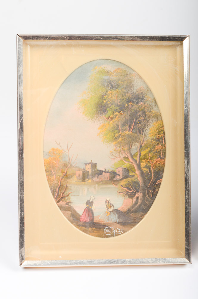 Pair of Oil on Copper Landscape Paintings Signed Van Thoren