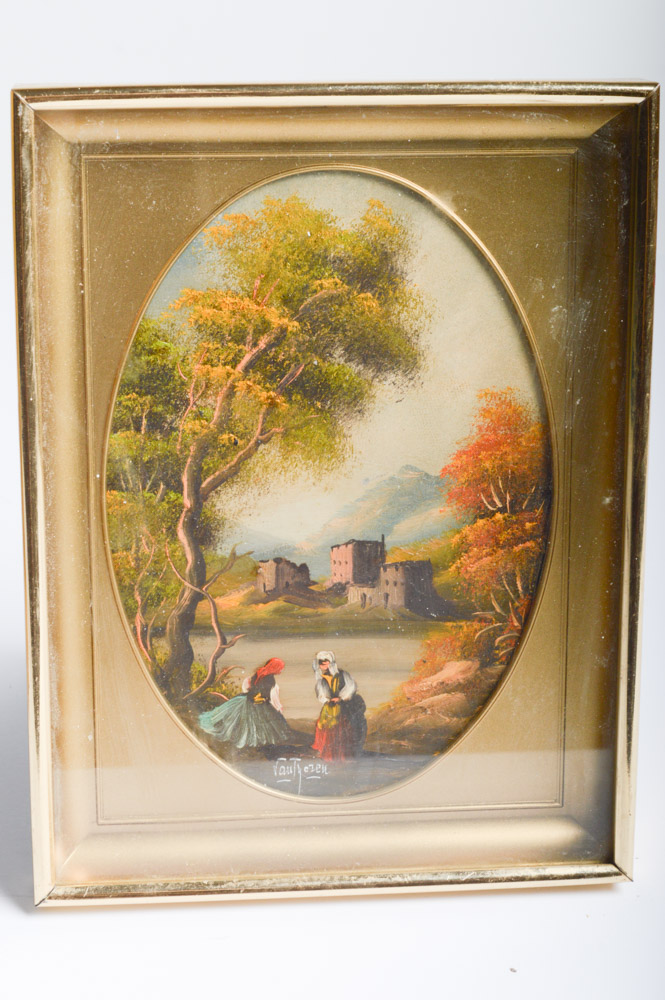 Pair of Oil on Copper Landscape Paintings Signed Van Thoren
