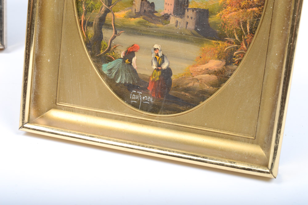 Pair of Oil on Copper Landscape Paintings Signed Van Thoren