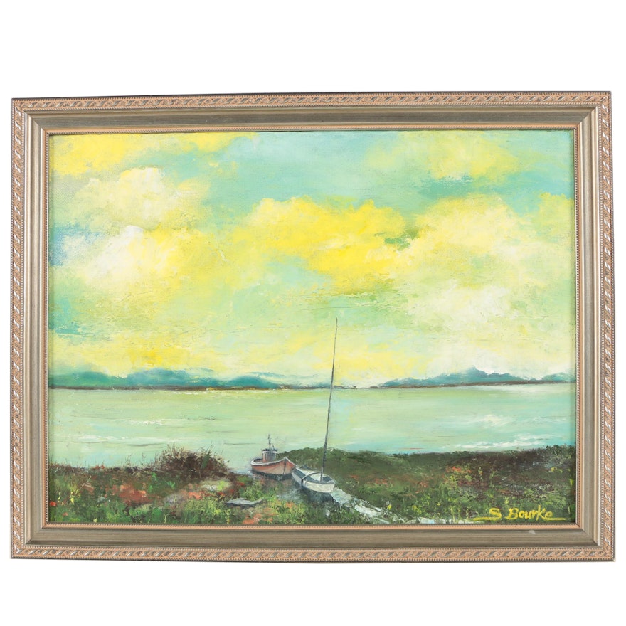 S. Bourke Oil Painting of Coastal Scene