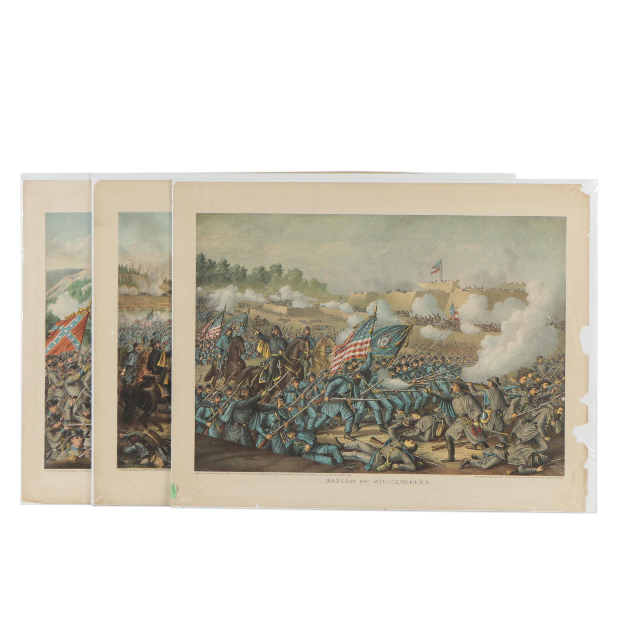 Antique Kurz and Allison Chromolithographs of Civil War Battles