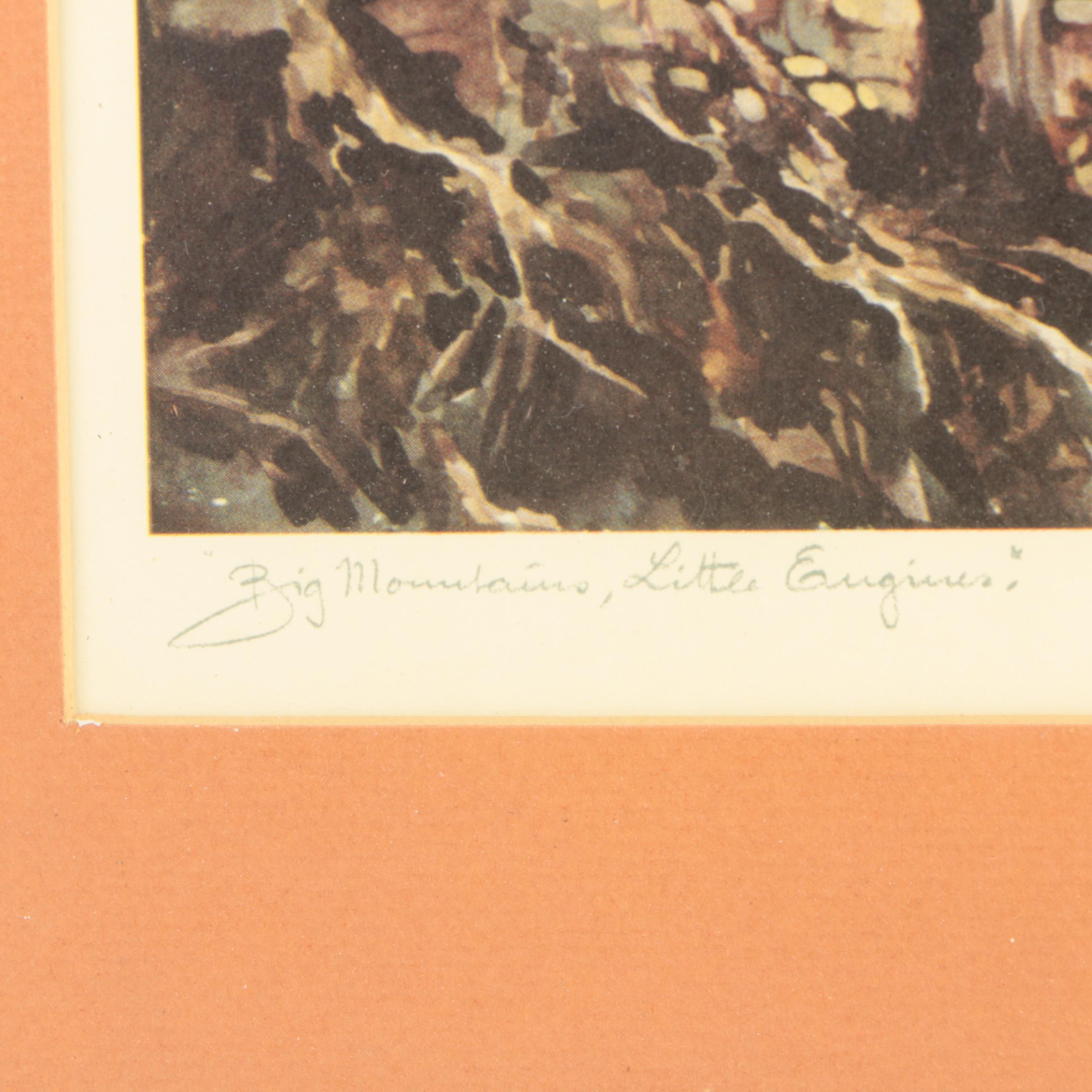 Otto Kuhler Offset Lithographs Featuring "Big Mountains Little Engines"