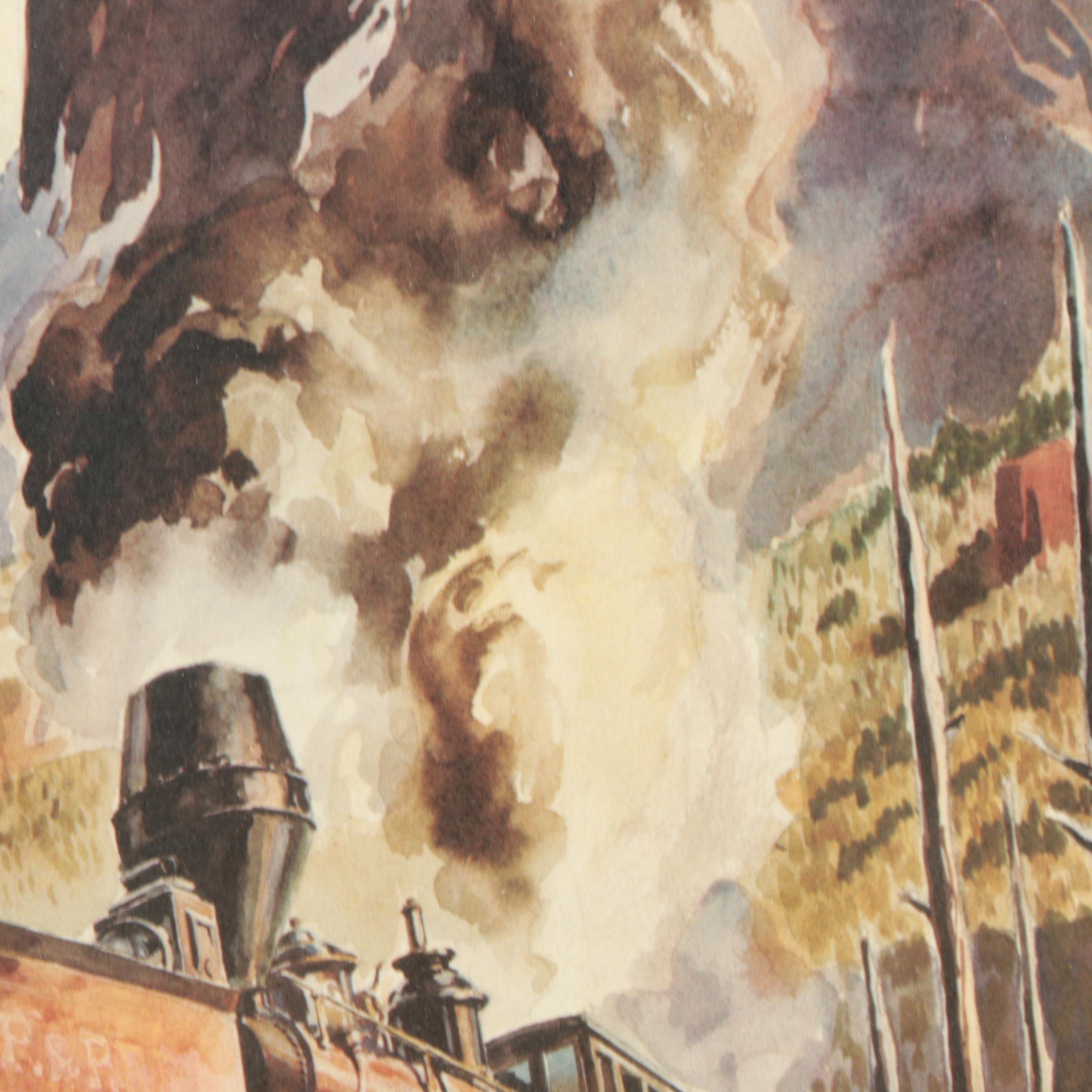 Otto Kuhler Offset Lithographs Featuring "Big Mountains Little Engines"