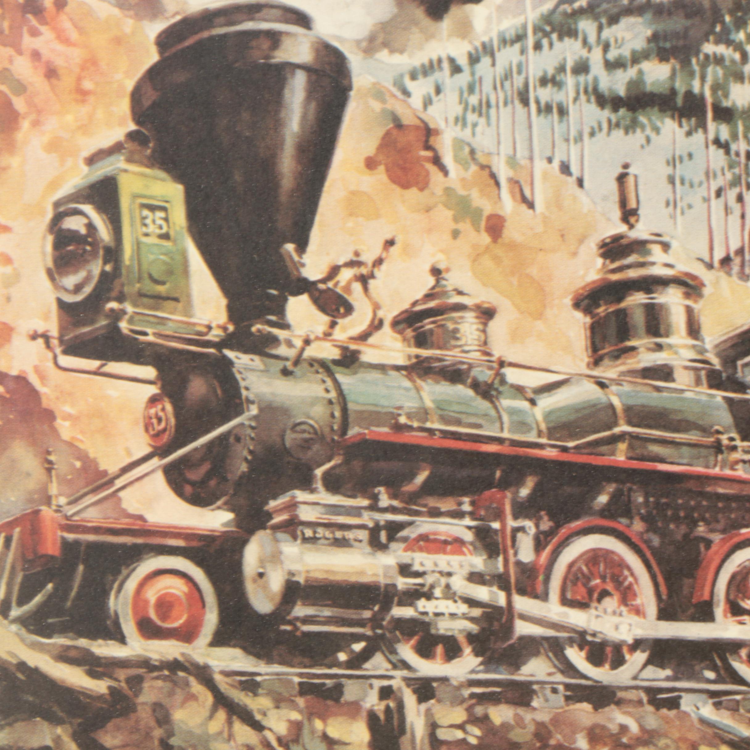 Otto Kuhler Offset Lithographs Featuring "Big Mountains Little Engines"