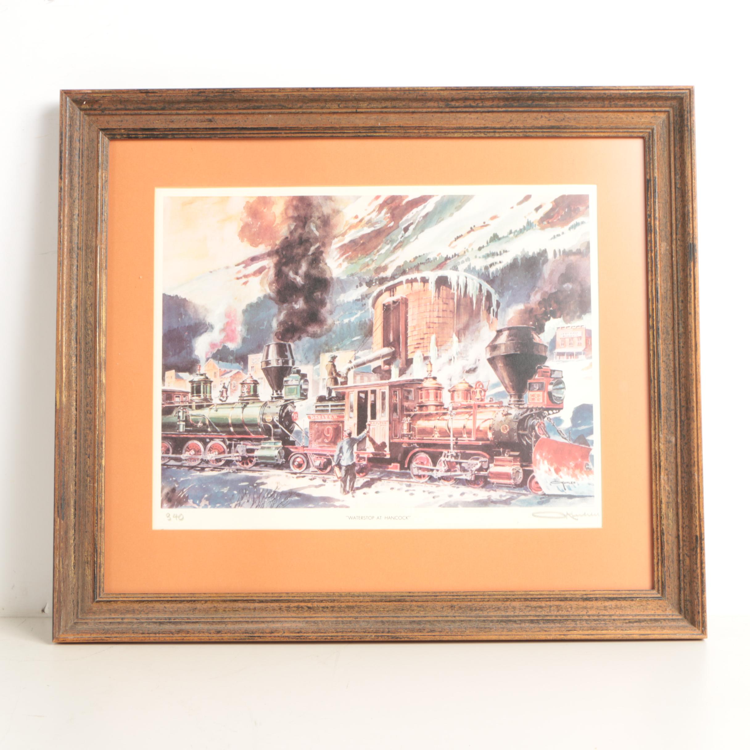 Otto Kuhler Offset Lithographs Featuring "Big Mountains Little Engines"