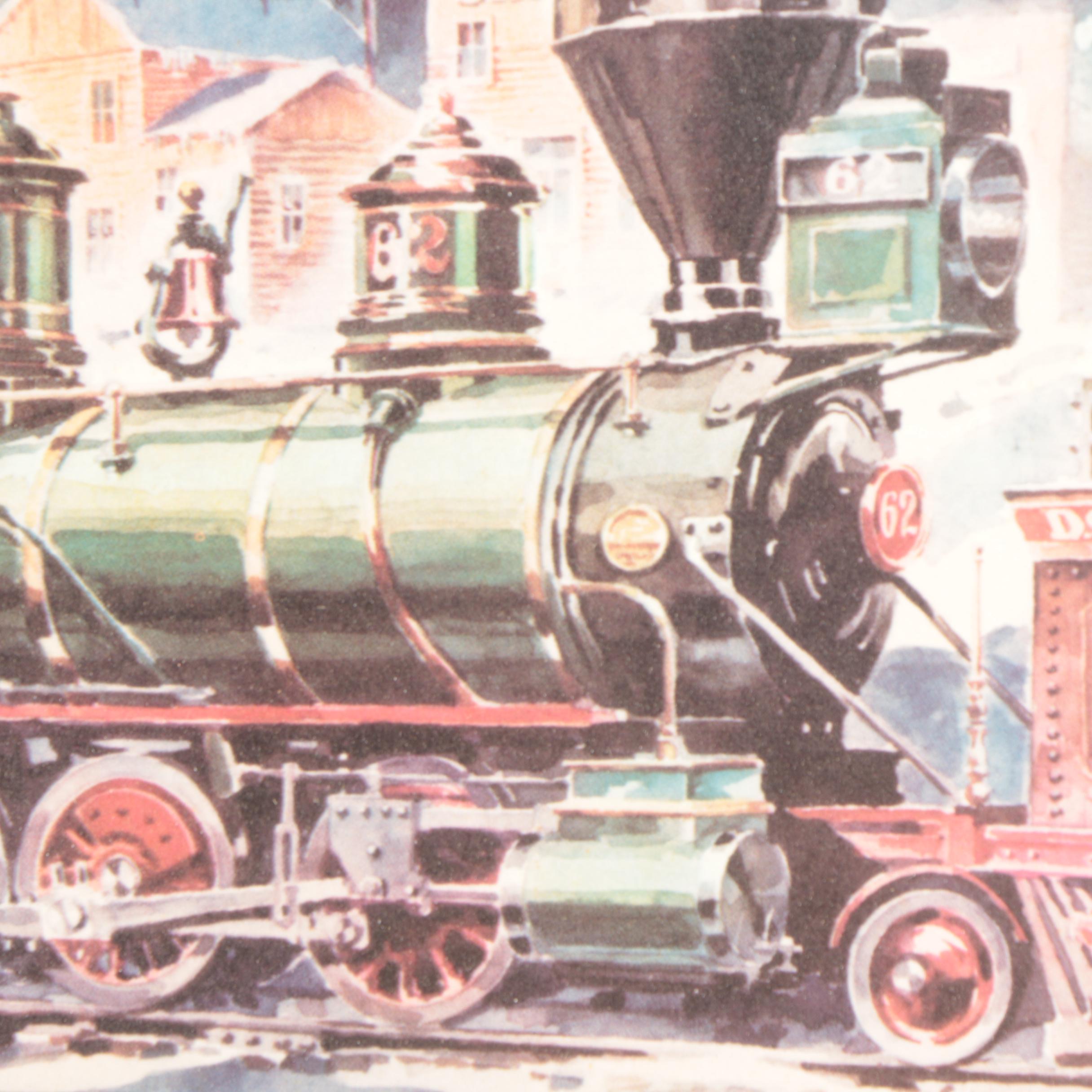 Otto Kuhler Offset Lithographs Featuring "Big Mountains Little Engines"