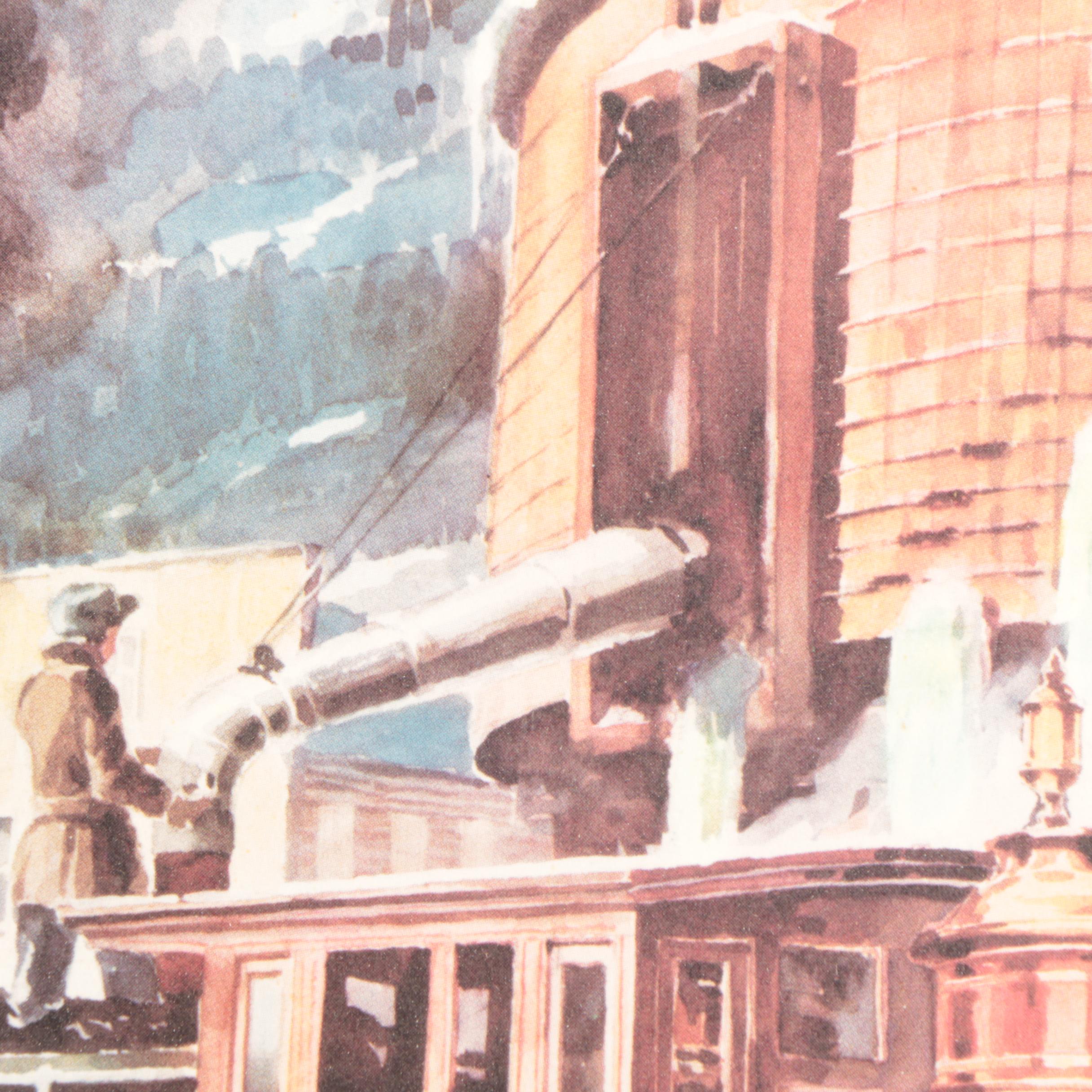 Otto Kuhler Offset Lithographs Featuring "Big Mountains Little Engines"