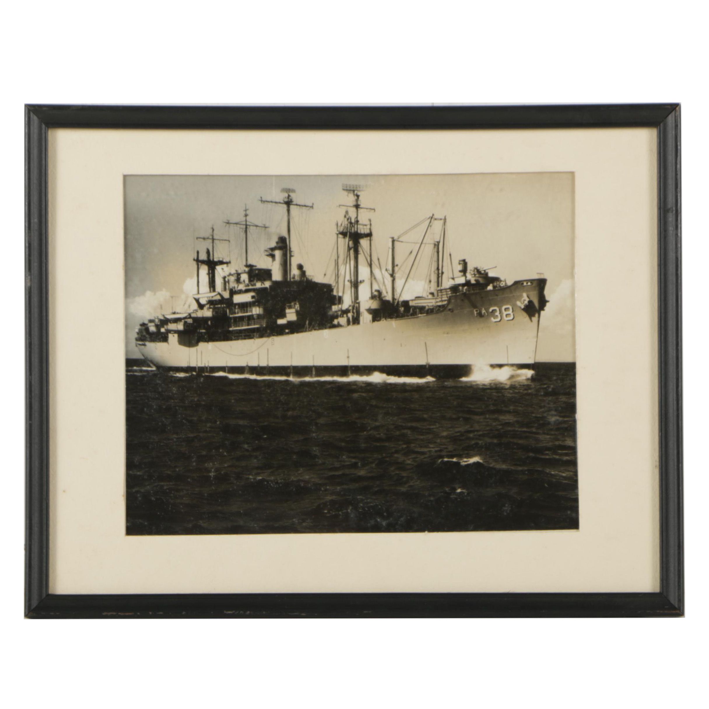 Vintage Black & White Photograph of USS Chilton (APA-38)