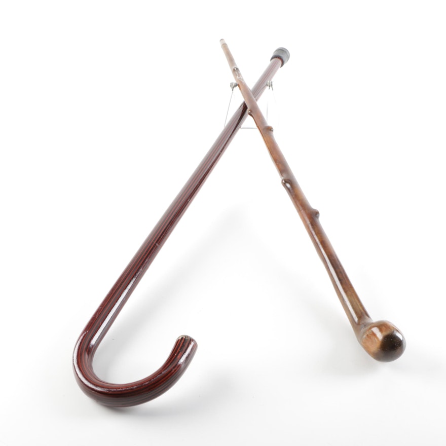 Wooden Crook Handle Cane and Walking Stick