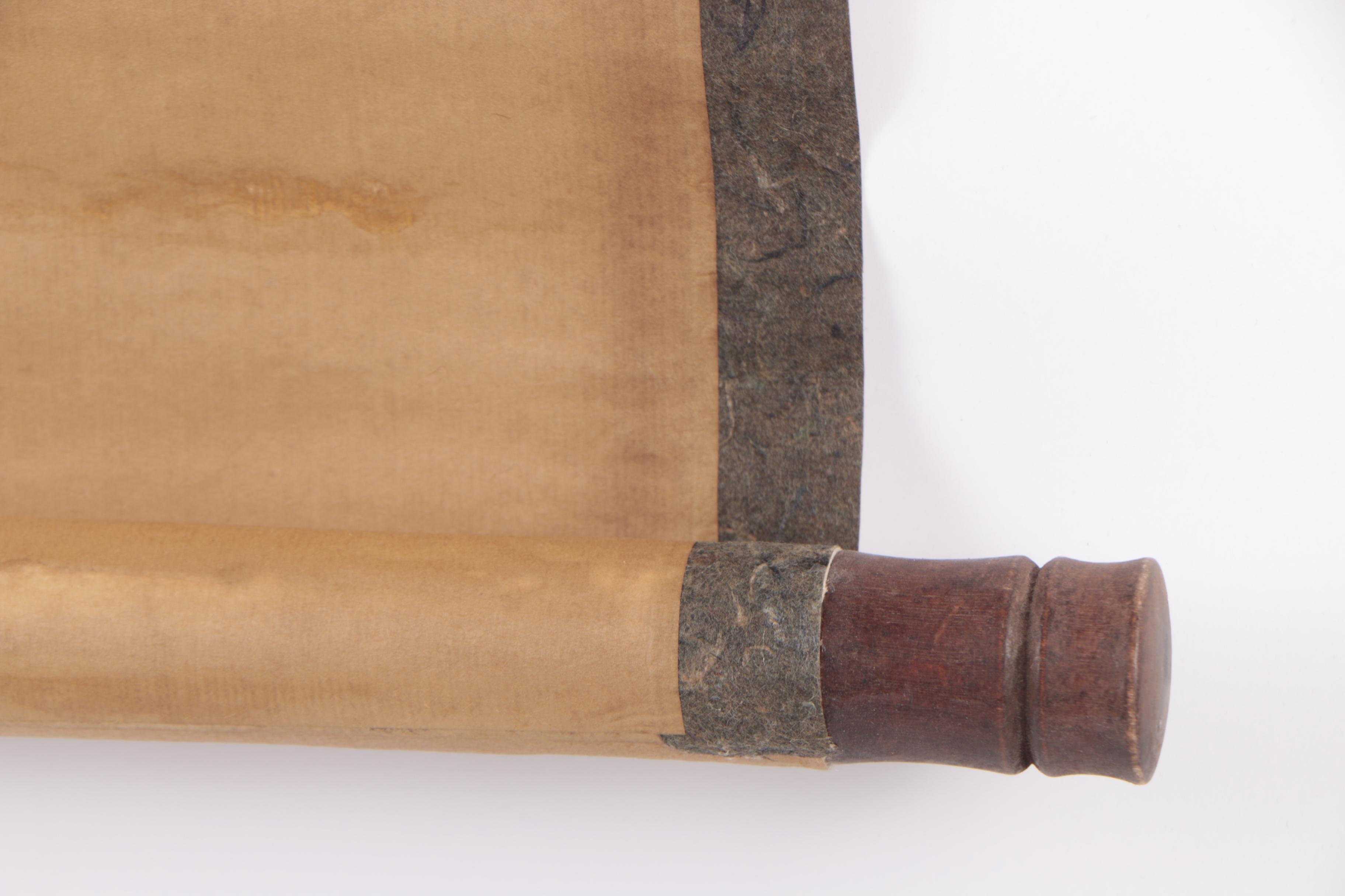 Chinese Watercolor Embellished Hanging Scroll of Figural Scene