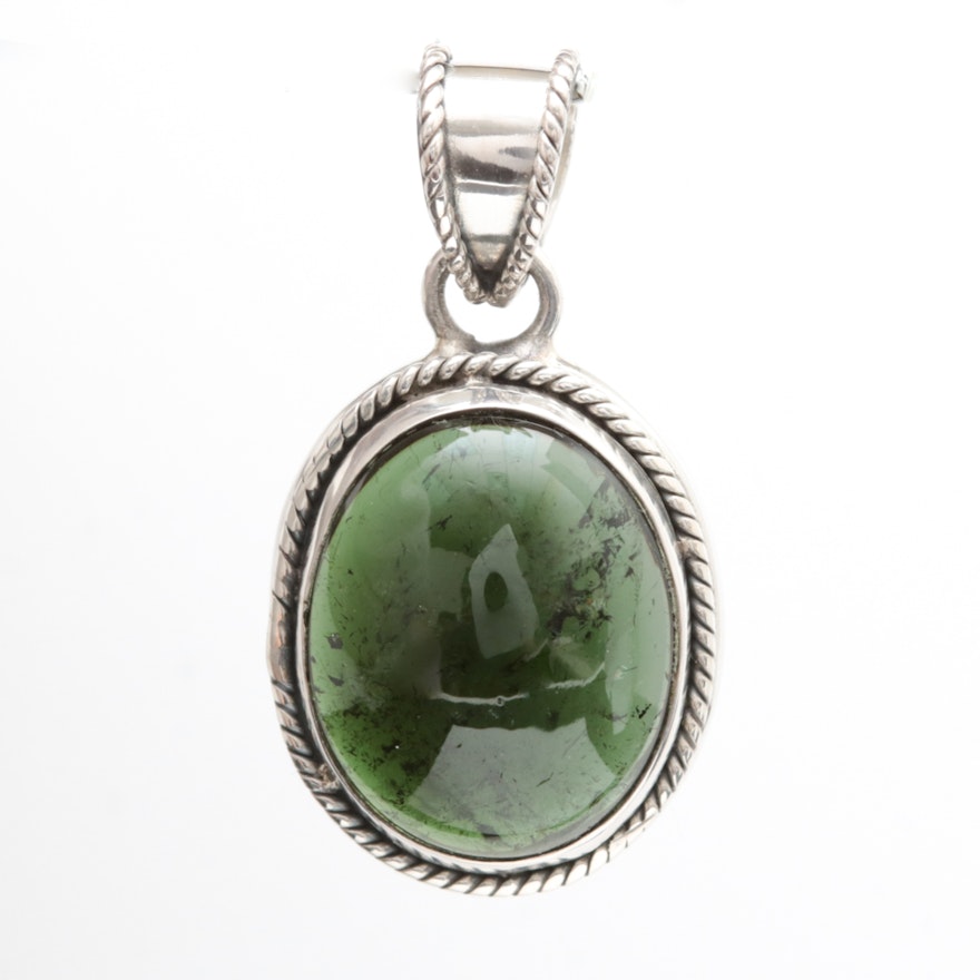 Serling Silver and Green Tourmaline Pendant