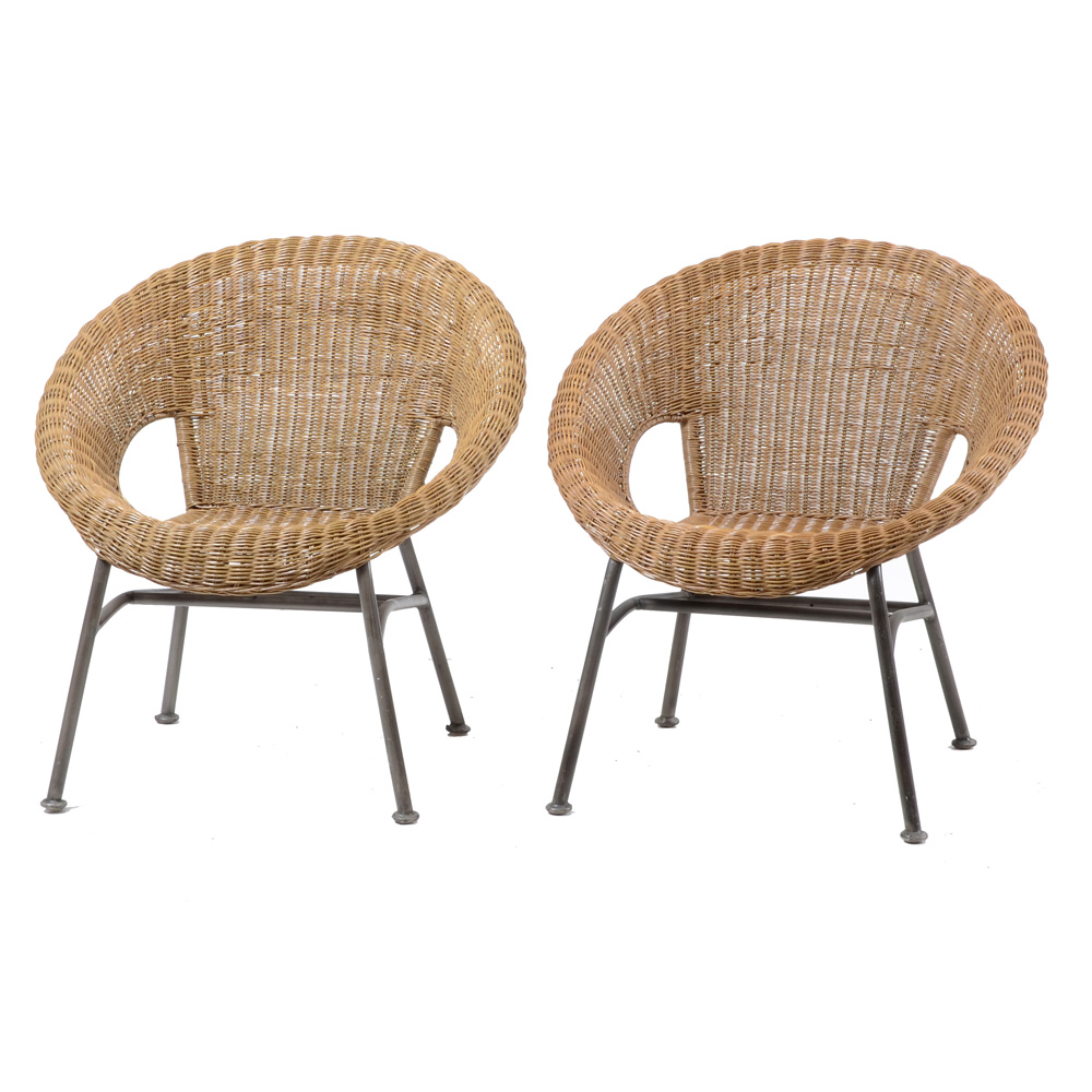 Pair of Contemporary Wicker Side Chairs