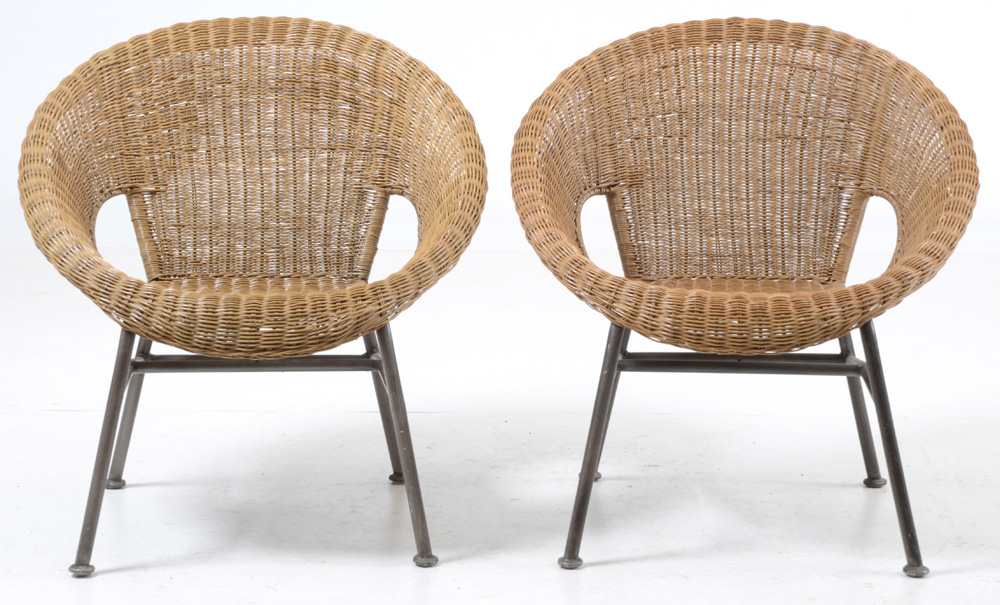 Pair of Contemporary Wicker Side Chairs