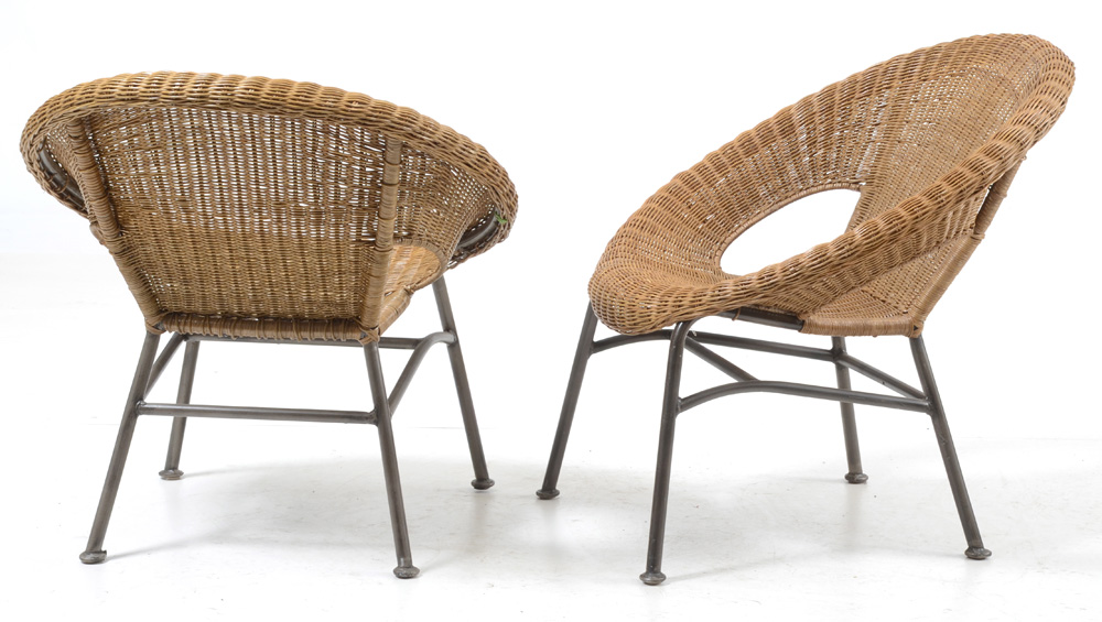 Pair of Contemporary Wicker Side Chairs