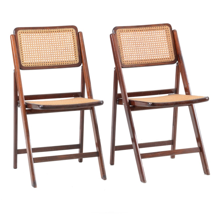 Pair of Cane Seat Folding Chairs