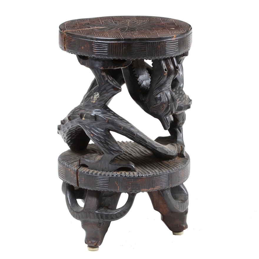 Chinese Carved Dragon Plant Stand
