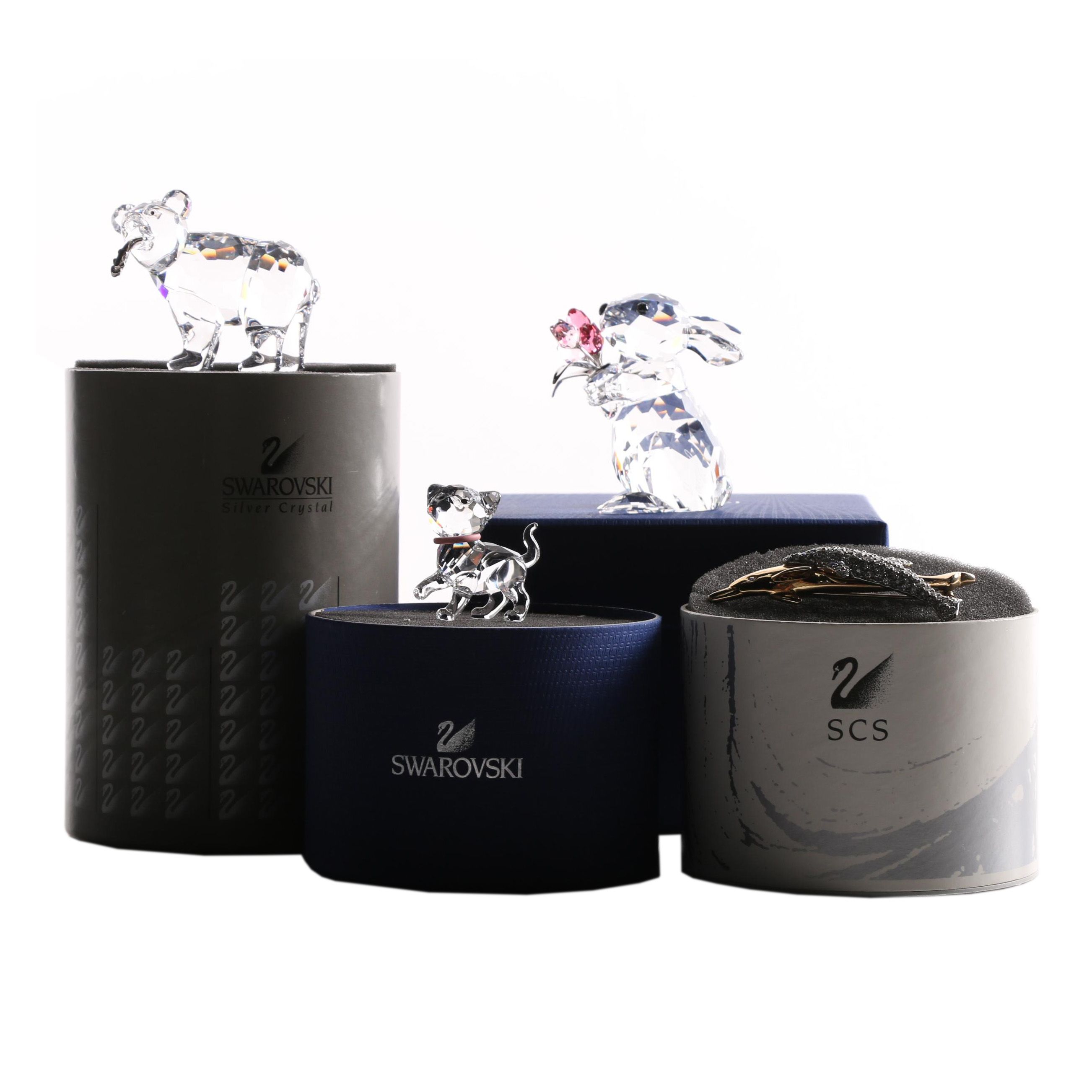 Swarovski Crystal Animal Figurines and Brooch
