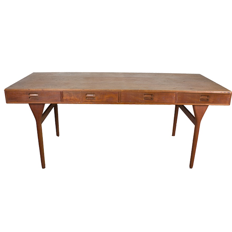 Vintage Danish Modern Teak Wood Desk