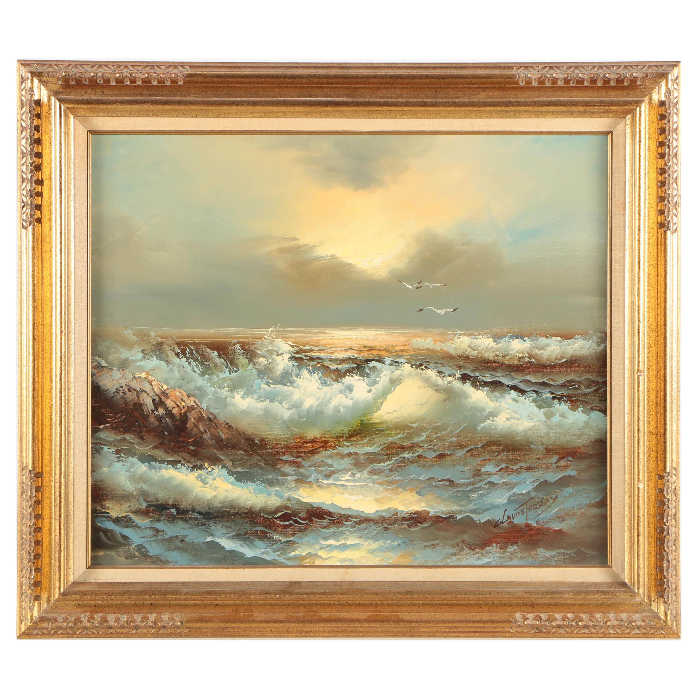 Claude Terray Oil Painting of a Seascape
