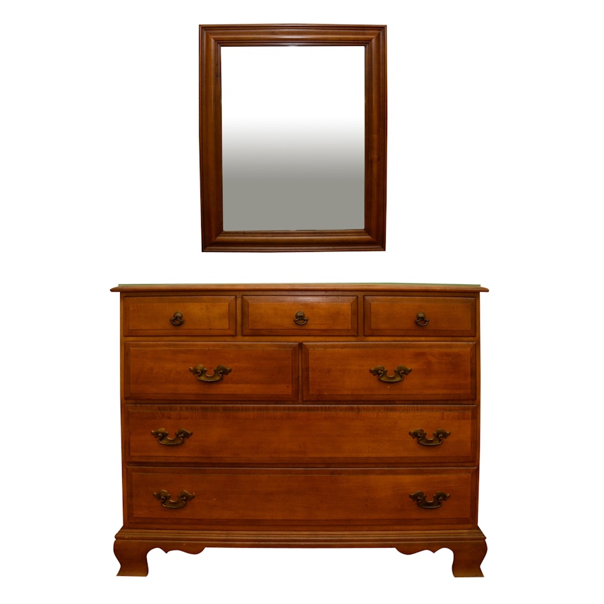 Vintage Colonial Style Maple Chest of Drawers with Mirror by Sumter Cabinet Co.