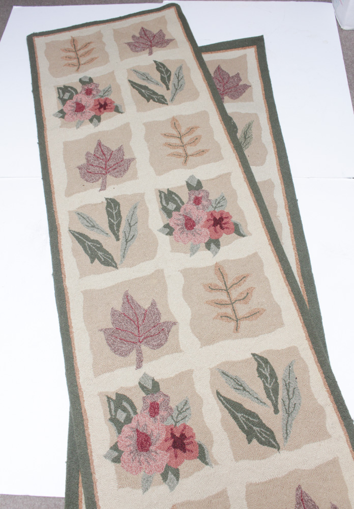 Pair of Hooked Floral Rug Runners