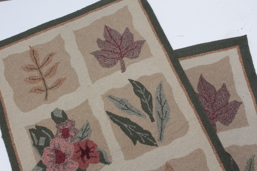 Pair of Hooked Floral Rug Runners