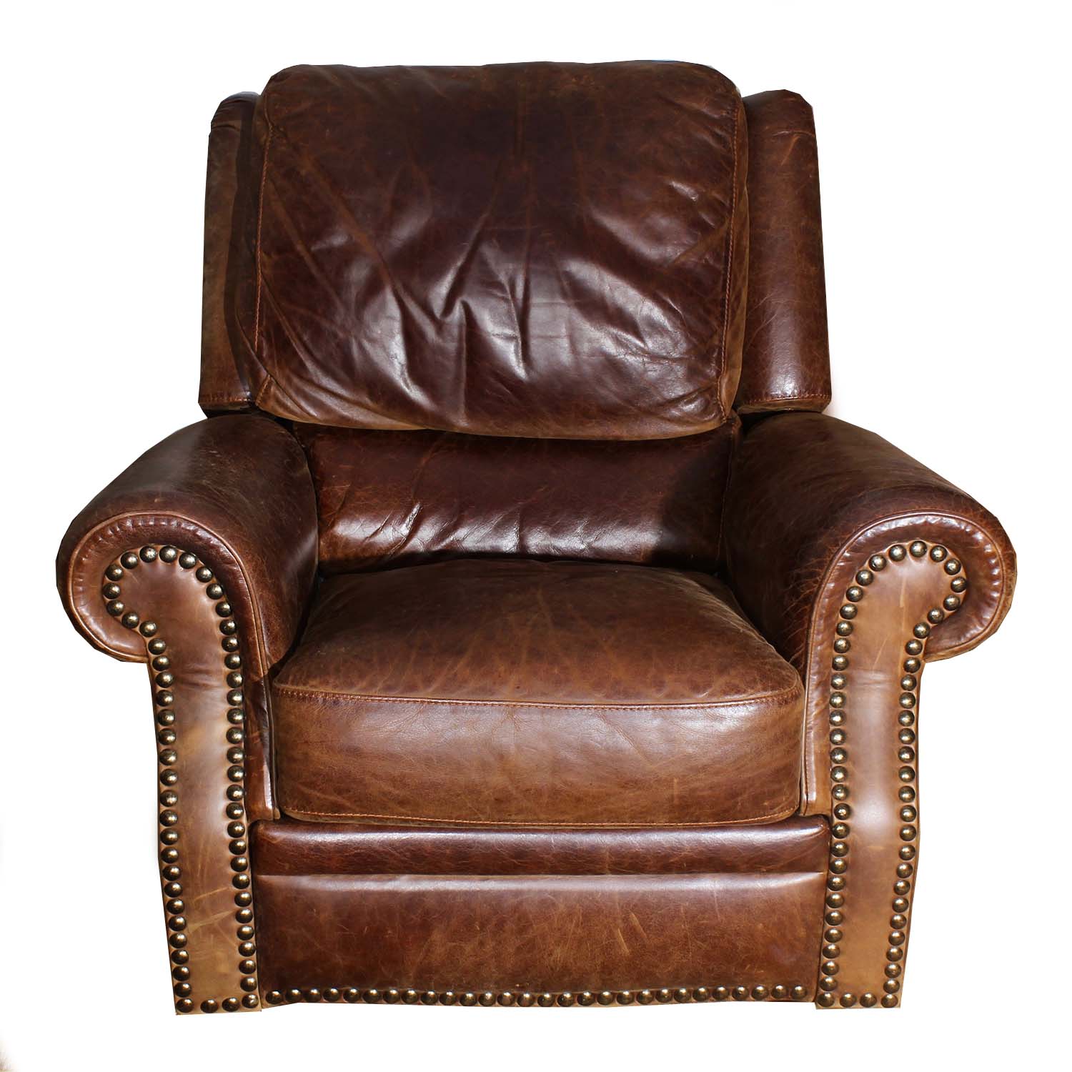 Brown Leather Swivel Recliner