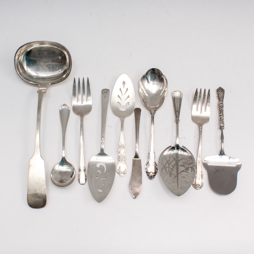1847 Rogers Bros. "Heritage" Silver Plate Pastry Server and Other Utensils