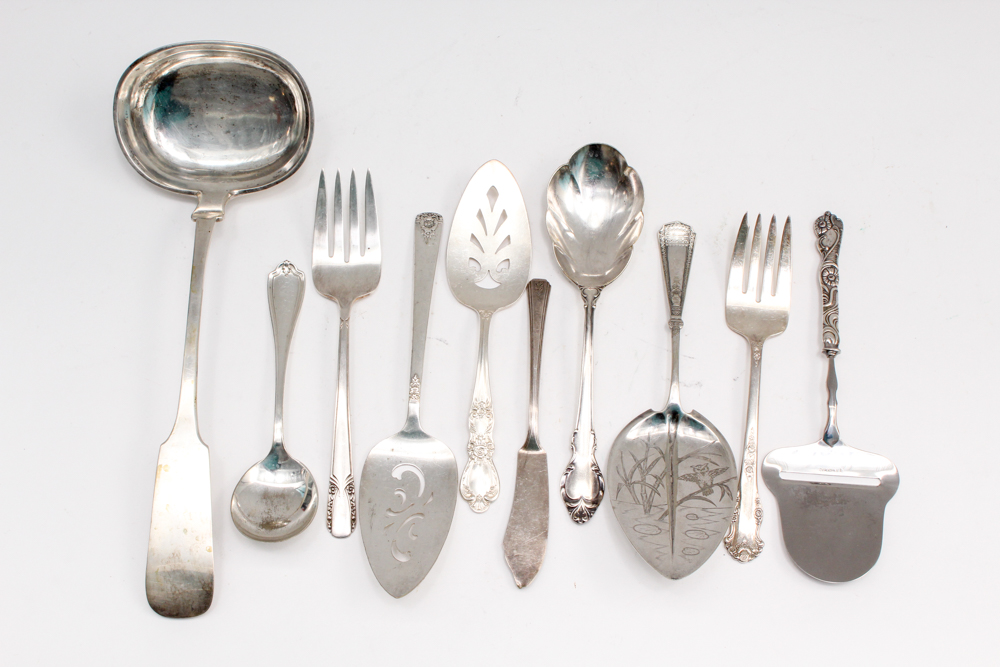 1847 Rogers Bros. "Heritage" Silver Plate Pastry Server and Other Utensils