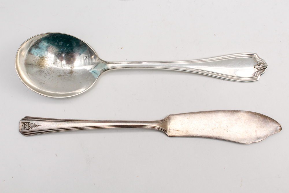 1847 Rogers Bros. "Heritage" Silver Plate Pastry Server and Other Utensils