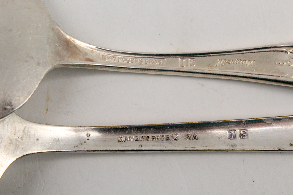 1847 Rogers Bros. "Heritage" Silver Plate Pastry Server and Other Utensils