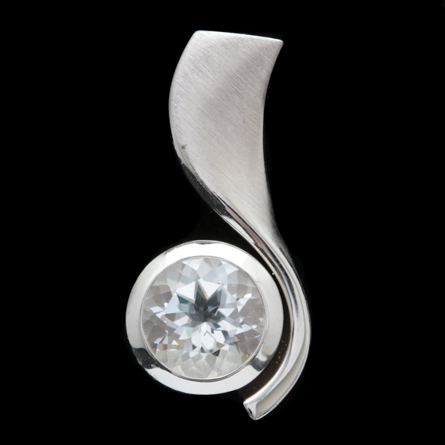 Bastian Sterling Silver and Polished White Crystal Pendant
