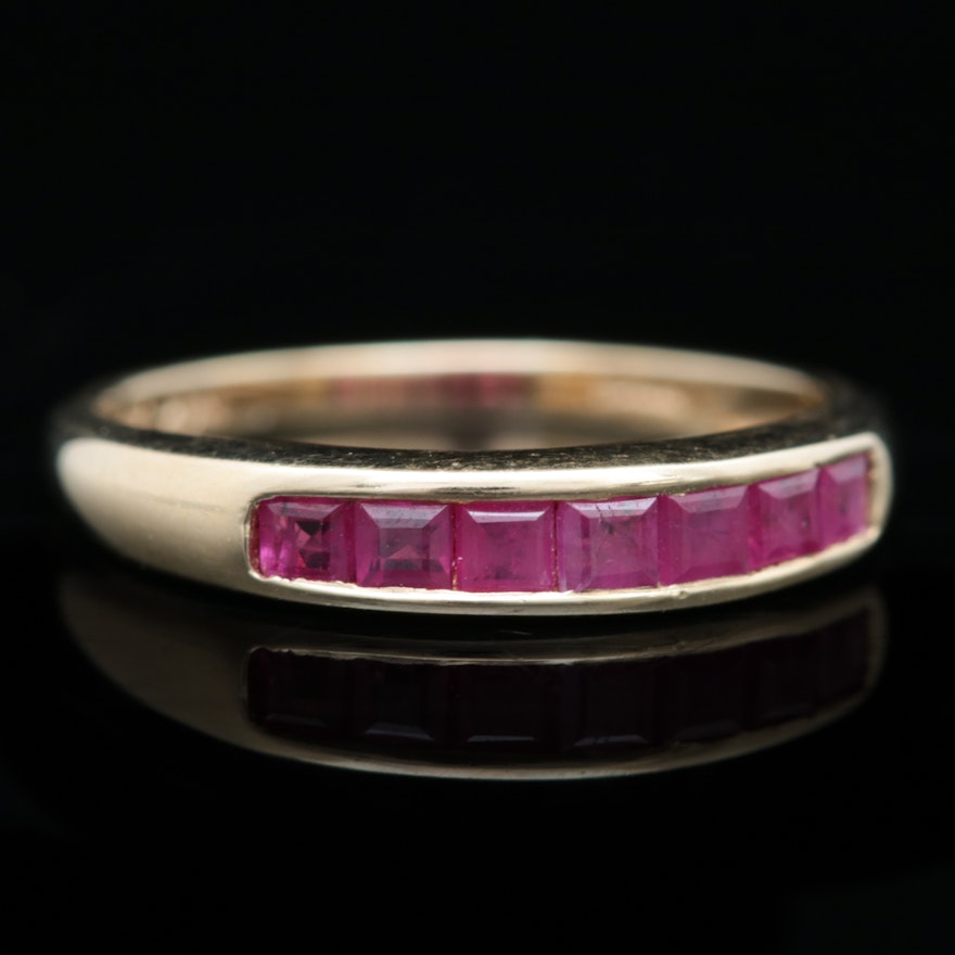 10K Yellow Gold and Ruby Band