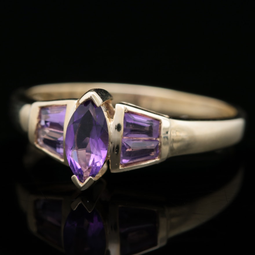 10K Yellow Gold and Amethyst Ring