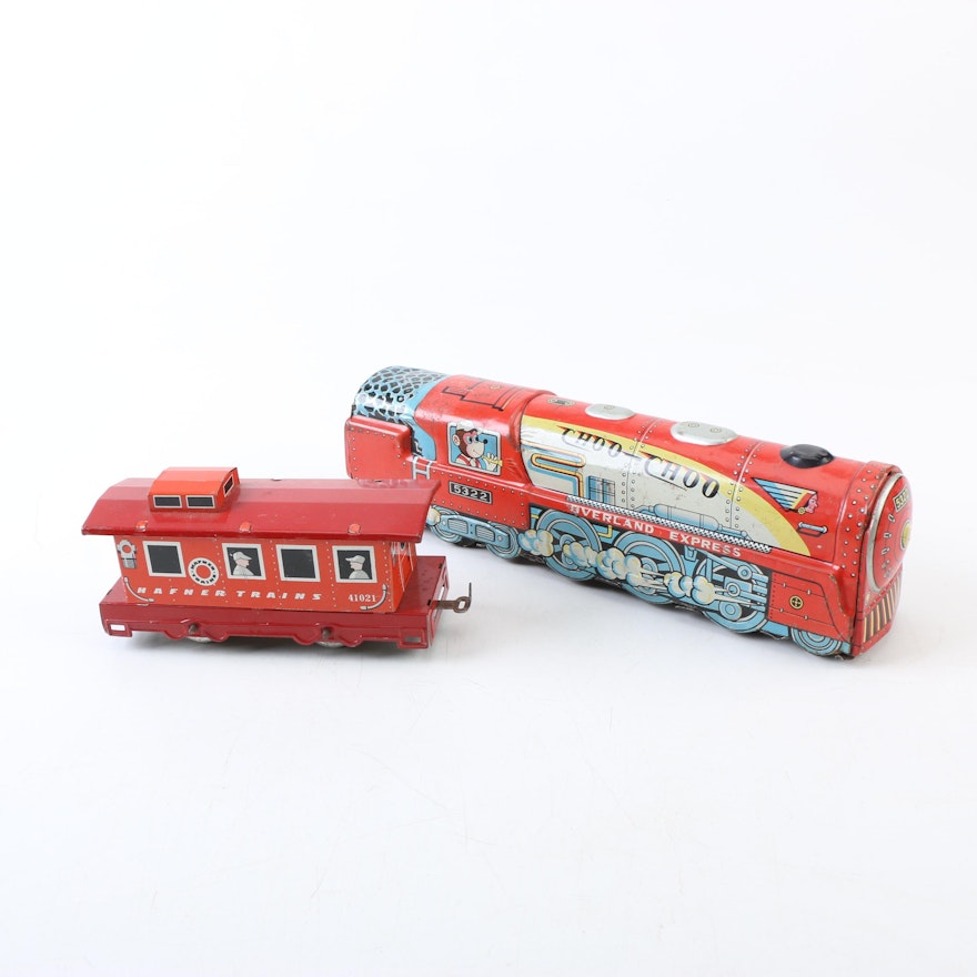 Mid Century Tin Litho Trains Including Hafner