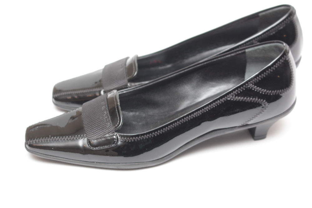 Prada Black Patent Leather Kitten Heel Pumps