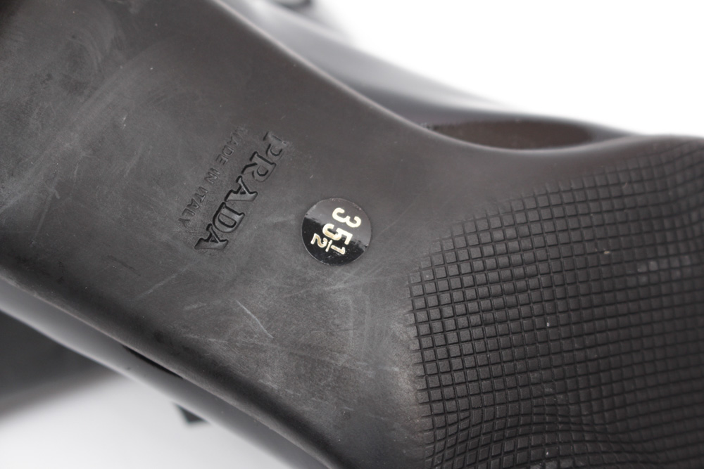 Prada Black Patent Leather Kitten Heel Pumps