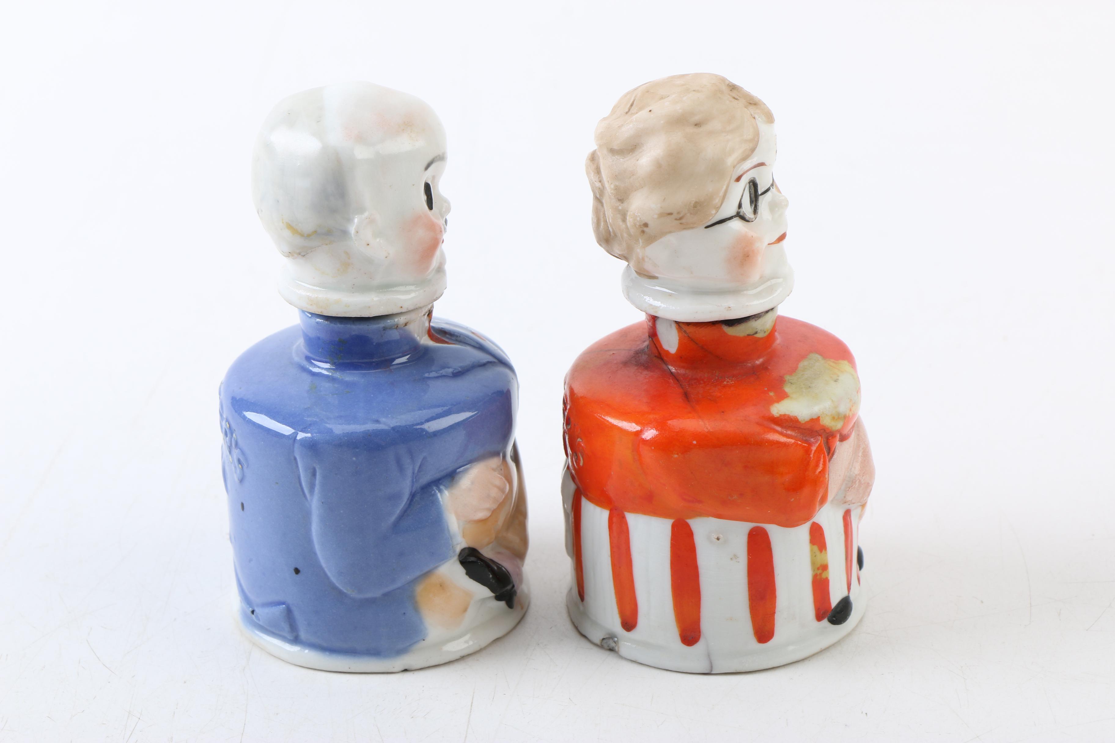 Antique German Carter's Inx "Ma and Pa" Inkwell Set, C. 1914