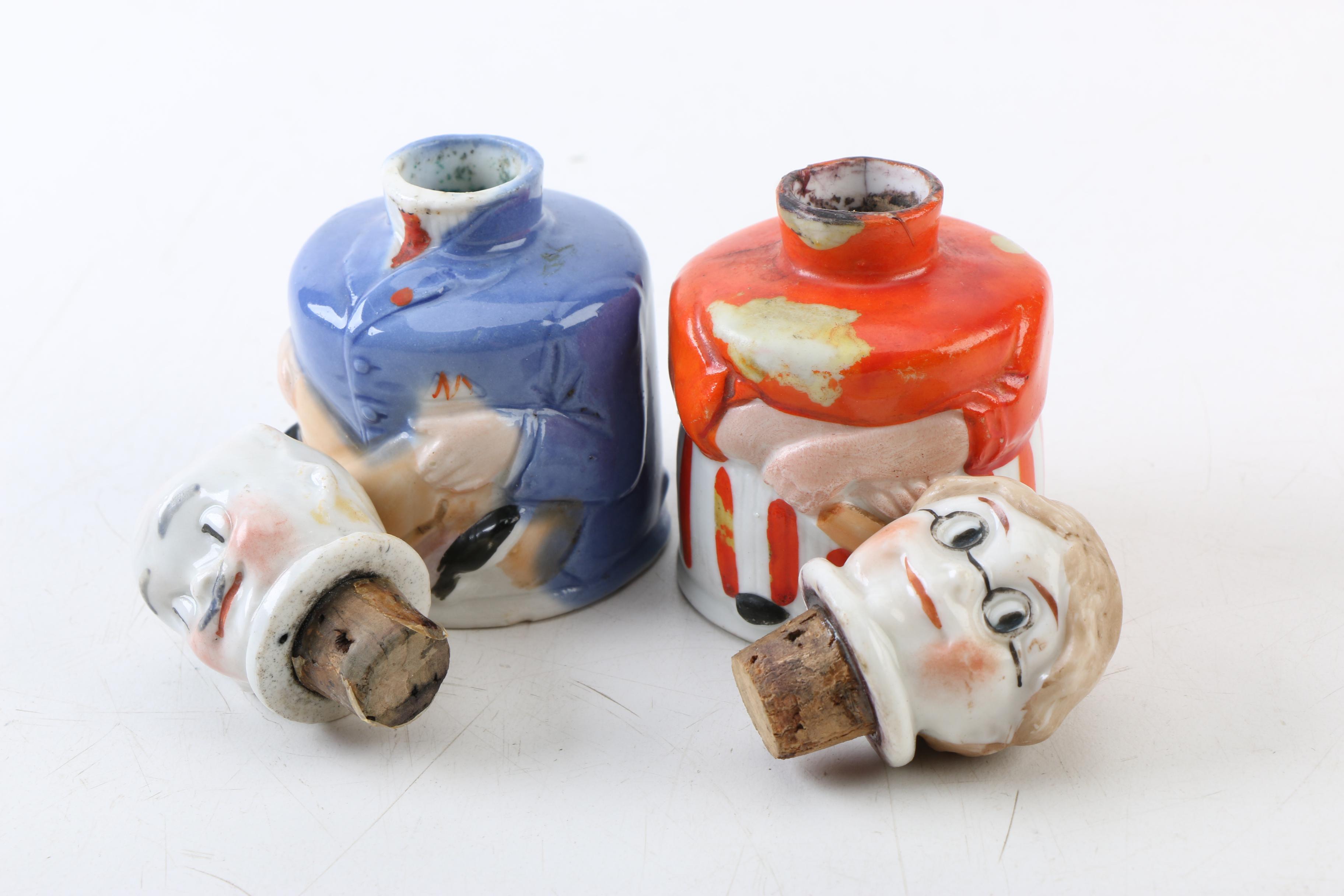 Antique German Carter's Inx "Ma and Pa" Inkwell Set, C. 1914