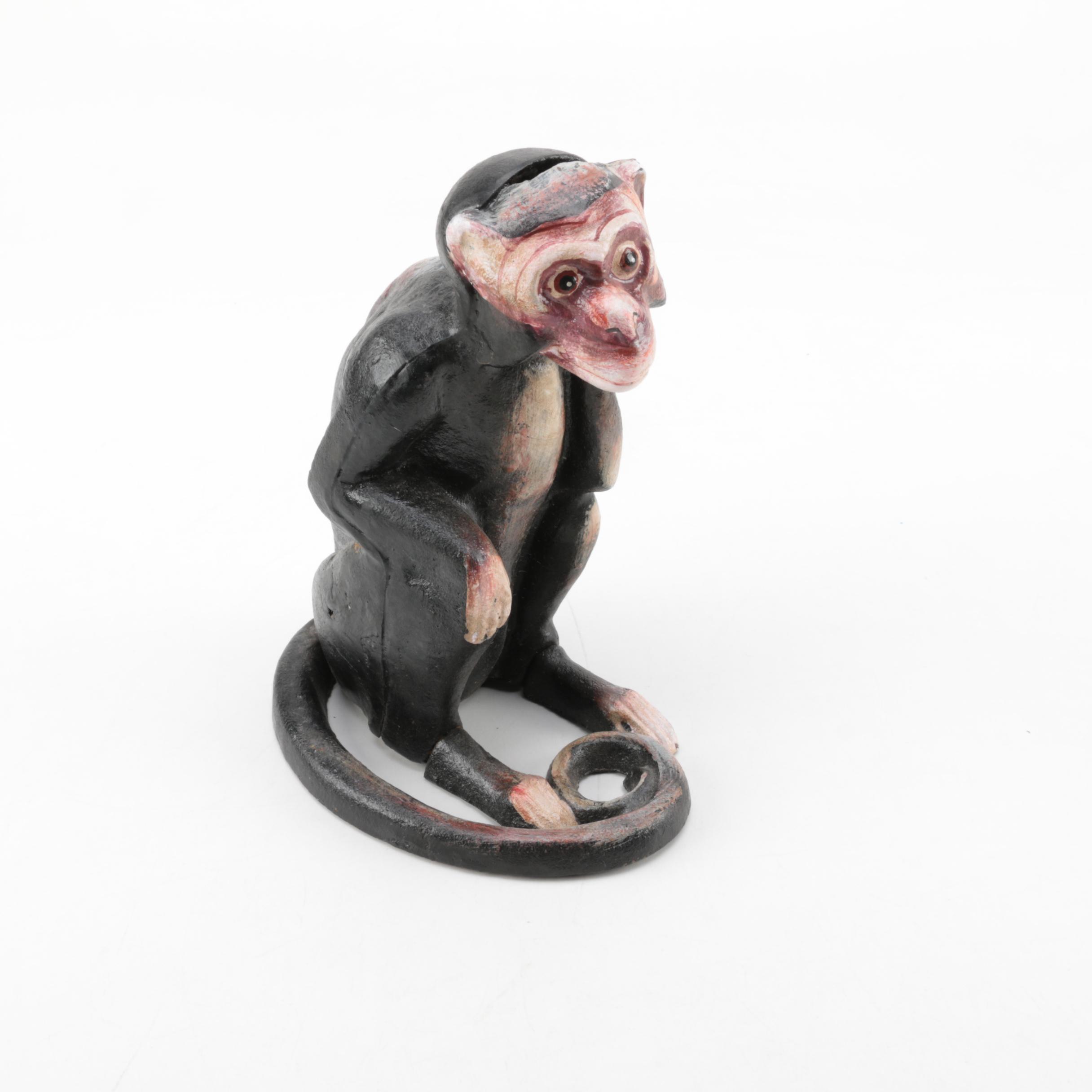 Vintage Cast Iron Monkey Coin Bank